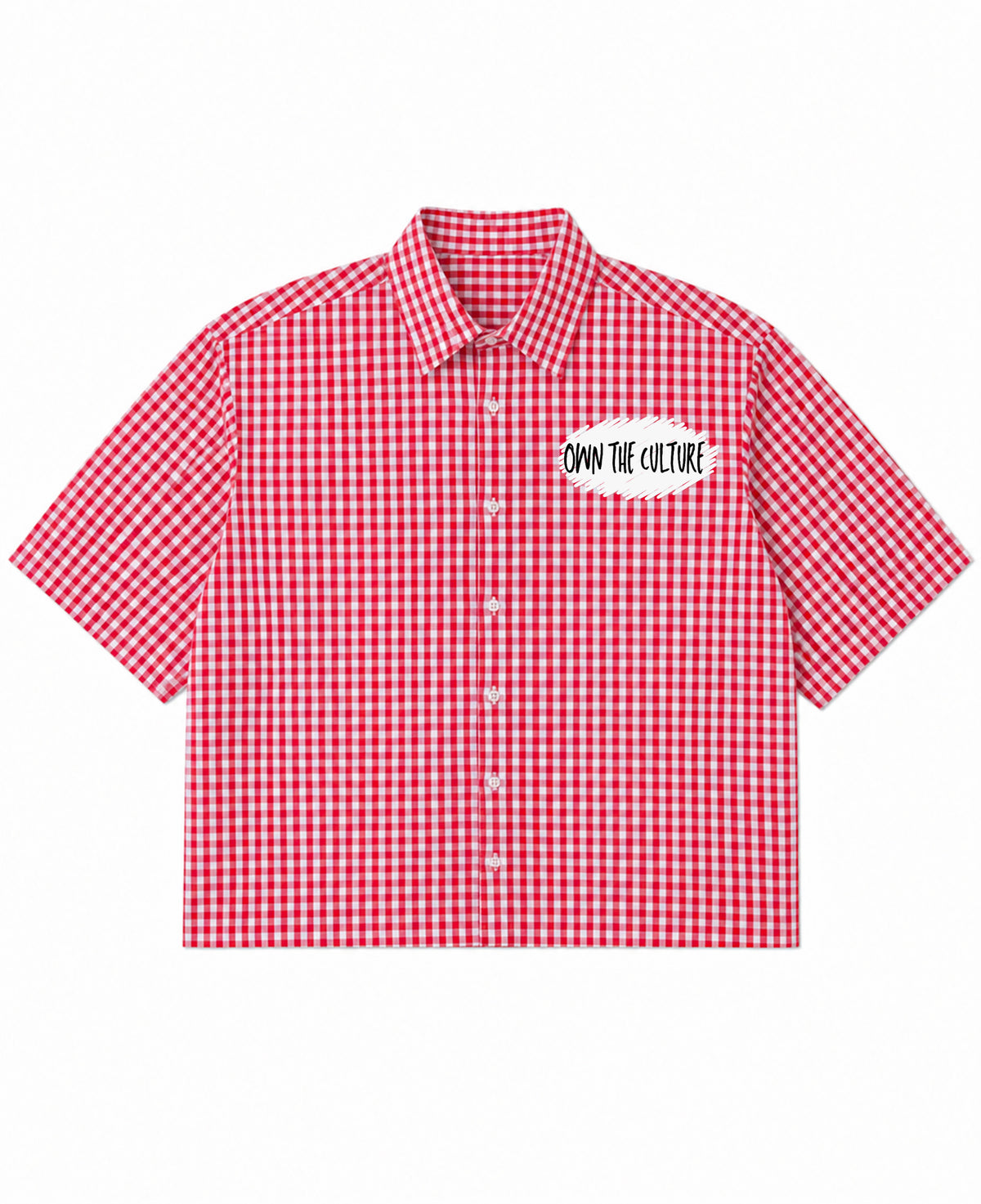 Red Picnic Oxford Boxy Shirt Front Design