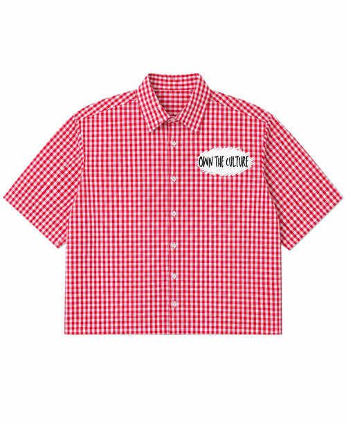 Red Picnic Oxford Boxy Shirt Front Design