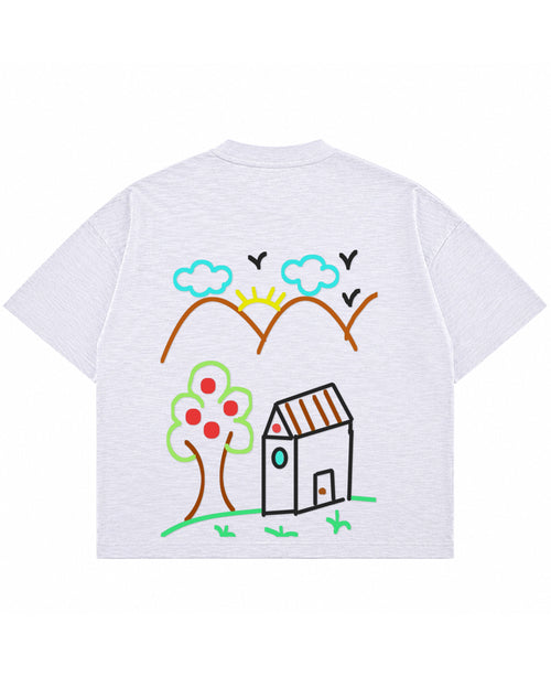 Dusty White Boxy Slub tee Back Design