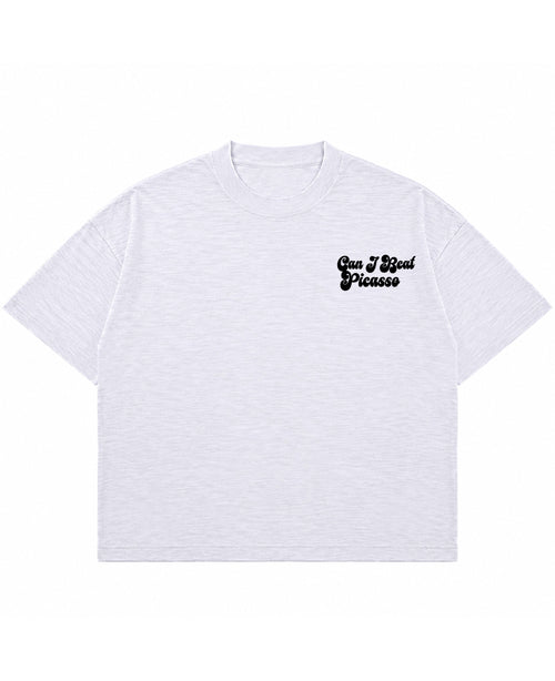 Dusty White Boxy Slub tee Front Design