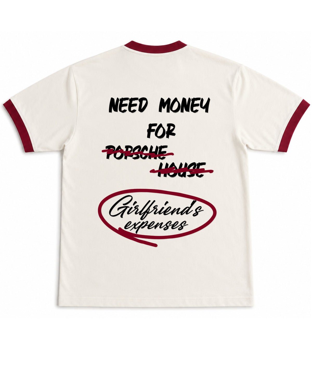 Off White & Maroon Ringer tee Back Design