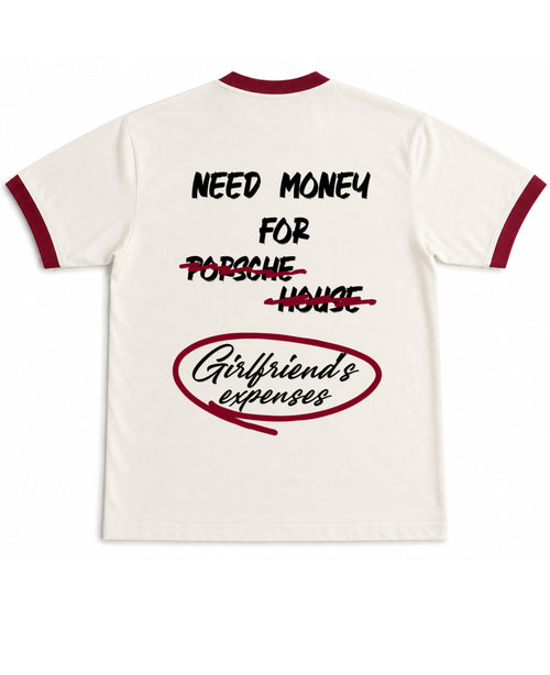 Off White & Maroon Ringer tee Back Design