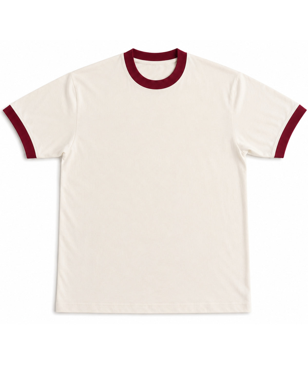 Off White & Maroon Ringer tee Front Design
